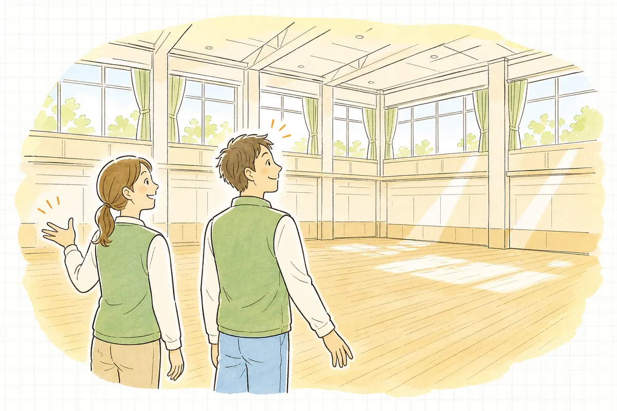 撤収が終わり、ゴミひとつ残らずきれいになった会場を見渡して笑顔を交わす運営スタッフ